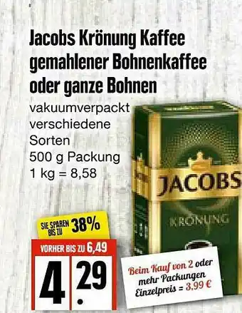 Edeka Frischemarkt Jacobs Krönung Kaffee Gemahlener Bohnenkaffee Oder Ganze Bohnen Angebot