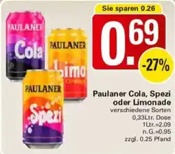 WEZ Paulaner Cola, Spezi oder Limonade Angebot