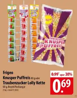 Famila Nord Ost Frigeo Knusper Puffreis oder Traubenzucker Lolly Kette Angebot