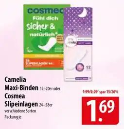 Famila Nord Ost Camelia Maxi-Binden 12-20er oder Cosmea Slipeinlagen 24-58er Angebot