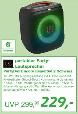 EP JBL portabler Party Lautsprecher PartyBox Encore Essential 2 Schwarz Angebot