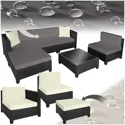 Netto Marken-Discount tectake Aluminium Rattan Lounge, wetterfest und UV-beständig, Extra Kissen, 2 Bezugssets Angebot