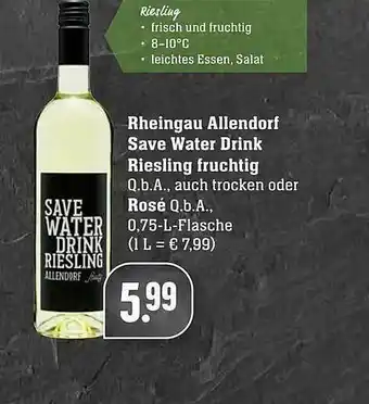 Edeka Rheingau Allendorf Save Water Drink Riesling Fruchtig Angebot