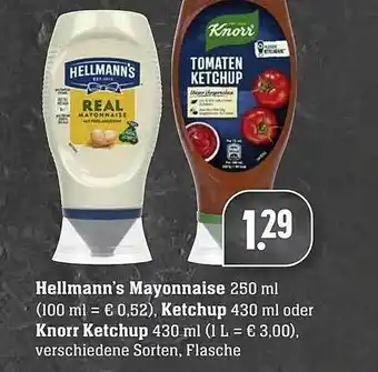 Edeka Hellmann's Mayonnaise, Ketchup Oder Knorr Ketchup Angebot