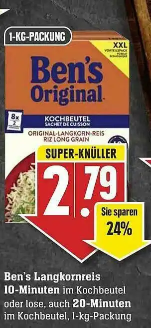 Edeka Ben's Langkornreis 10-minuten Auch 20-minuten Angebot