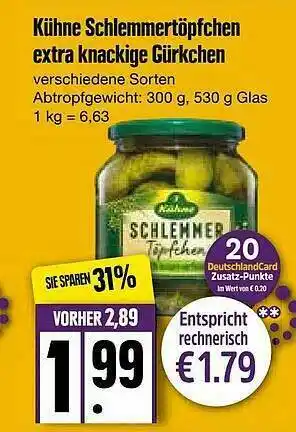 Edeka Kühne Schlemmertöpfchen Extra Knackiger Gürkchen Angebot