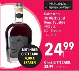 CITTI Markt Davidsen's XO Black Label Rum, 15 Jahre Angebot