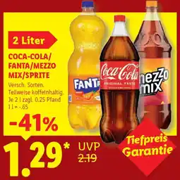 Lidl Coca-cola/ fanta/mezzo mix/sprite Angebot