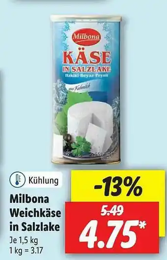 Lidl Milbona Weichkäse In Salzlake Angebot