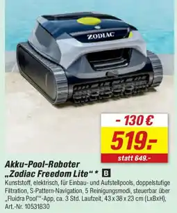 toom Baumarkt ZODIAC Akku-Pool-Roboter ,,Zodiac Freedom Lite"* Angebot
