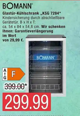 Marktkauf Bomann Glastür-kühlschrank „ksg 7284“ Angebot