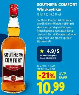 Lidl SOUTHERN COMFORT Whiskeylikör Angebot