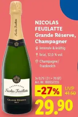 Lidl NICOLAS FEUILATTE Grande Réserve, Champagner Angebot