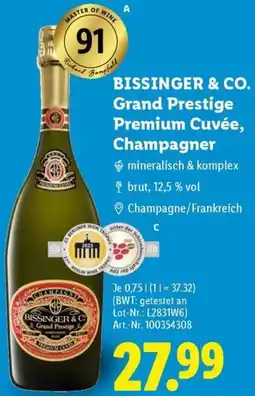 Lidl BISSINGER & CO. Grand Prestige Premium Cuvée, Champagner Angebot