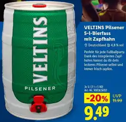 Lidl VELTINS Pilsener 5-l-Bierfass mit Zapfhahn Angebot
