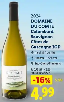 Lidl DOMAINE DU COMTE Colombard Sauvignon Côtes de Gascogne IGP Angebot