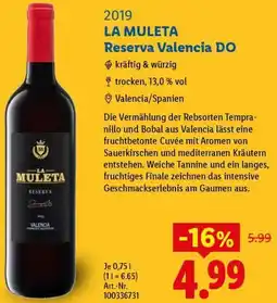 Lidl LA MULETA Reserva Valencia DO Angebot
