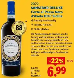 Lidl SANSIBAR DELUXE Corte al Passo Nero d'Avola DOC Sicilia Angebot