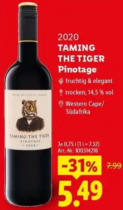 Lidl TAMING THE TIGER Pinotage Angebot