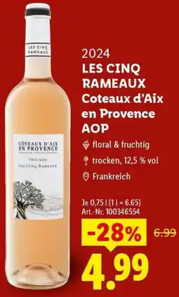 Lidl LES CINQ RAMEAUX Coteaux d'Aix en Provence AOP Angebot