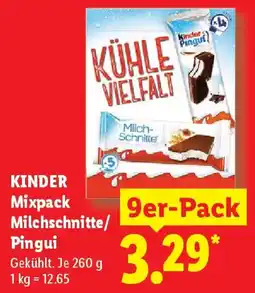Lidl KINDER Mixpack Milchschnitte/ Pingui Angebot