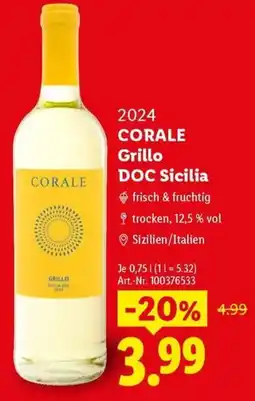 Lidl CORALE Grillo DOC Sicilia Angebot