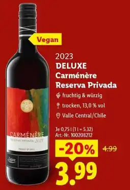 Lidl DELUXE Carménère Reserva Privada Angebot