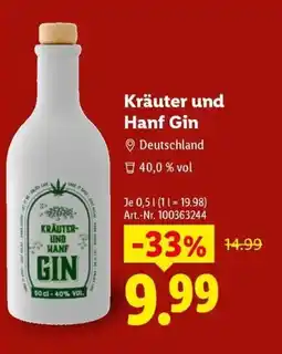 Lidl Kräuter und Hanf Gin Angebot