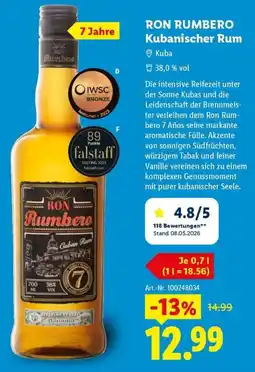 Lidl RON RUMBERO Kubanischer Rum Angebot