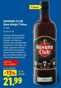 Lidl HAVANA CLUB Rum Añejo 7 Años Angebot