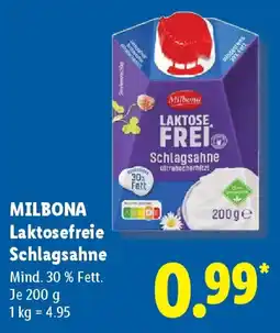 Lidl MILBONA Laktosefreie Schlagsahne Angebot