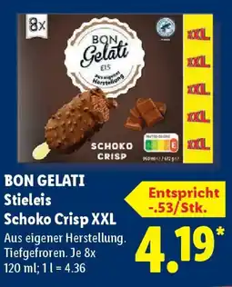 Lidl BON GELATI Stieleis Schoko Crisp XXL Angebot