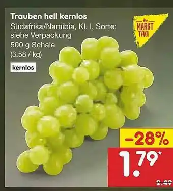 Netto Marken-Discount Trauben Hell Kernlos Angebot