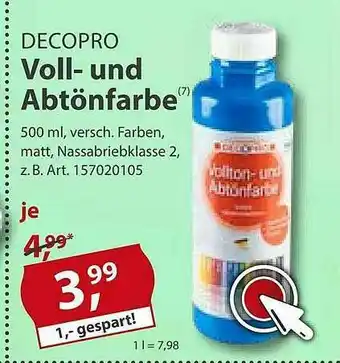 Sonderpreis Baumarkt Decopro Voll- Und Abtönfarbe Angebot