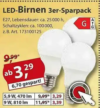 Sonderpreis Baumarkt Led-birnen 3er-sparpack Angebot