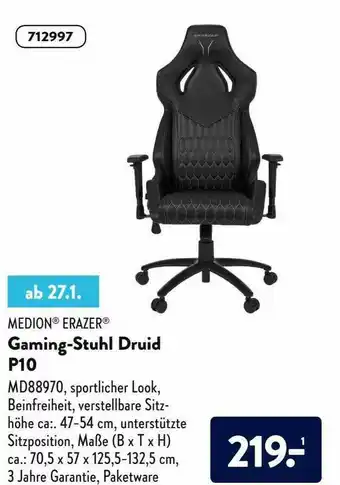 Aldi Süd Medion Erazer Gaming-stuhl Druid P10 Angebot