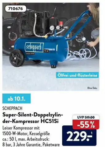 Aldi Süd Scheppach Super-silent-doppelzylinder-kompressor Hc51si Angebot