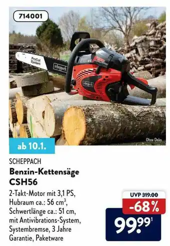 Aldi Süd Scheppach Benzin-kettensäge Csh56 Angebot
