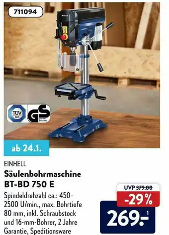 Aldi Süd Einhell Säulenbohrmaschine Bt-bd 750 E Angebot