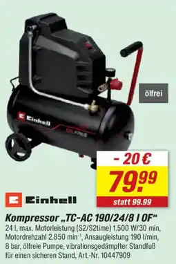 toom Baumarkt Einhell Kompressor,,TC-AC 190/24/8 1 OF" Angebot