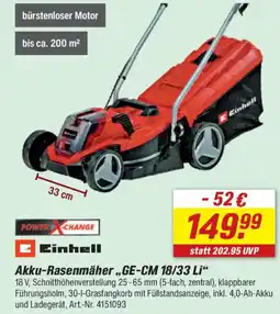 toom Baumarkt Einhell Akku-Rasenmäher,,GE-CM 18/33 Li" Angebot