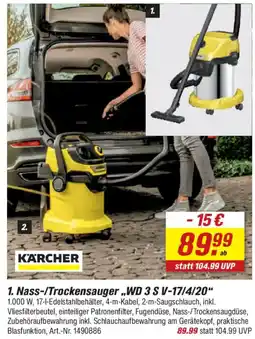toom Baumarkt KARCHER 1. Nass-/Trockensauger „WD 3 S V-17/4/20" Angebot