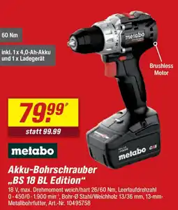 toom Baumarkt metabo Akku-Bohrschrauber ..BS 18 BL Edition" Angebot