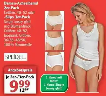 Globus Damen-achselhemd 2er-pack Oder -slips 3er-pack Speidel Angebot