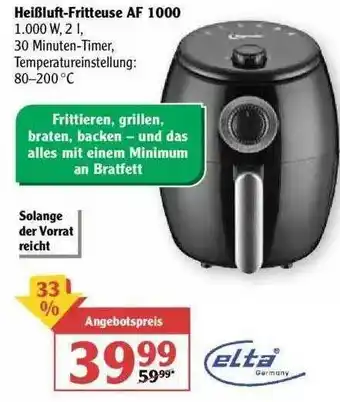 Globus Heißluft-fritteuse Af 1000 Elta Angebot