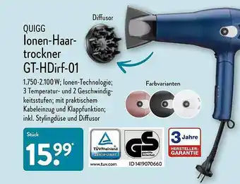 Aldi Nord Quigg Ionen-haartrockner Gt-hdirf-01 Angebot