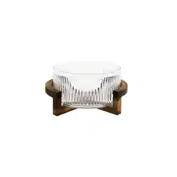 Netto Marken-Discount Terra Vetro Medio Glasschale mit Holzgestell ø24 x 19 cm, Relief-Design Angebot