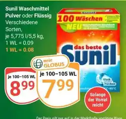 Globus Sunil Waschmittel Pulver oder Flüssig Angebot