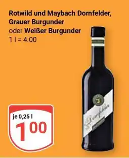 Globus Rotwild und Maybach Dornfelder, Grauer Burgunder oder Weißer Burgunder Angebot