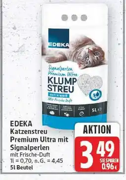 E-Center Edeka katzenstreu premium ultra mit signalperlen Angebot
